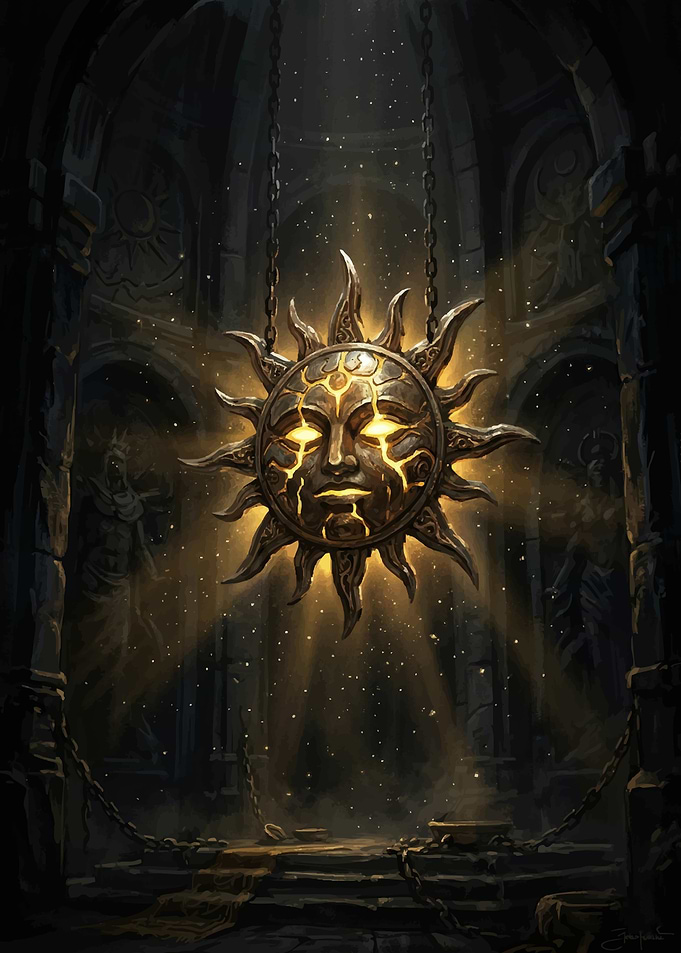 Sun Mask in Ancient Temple