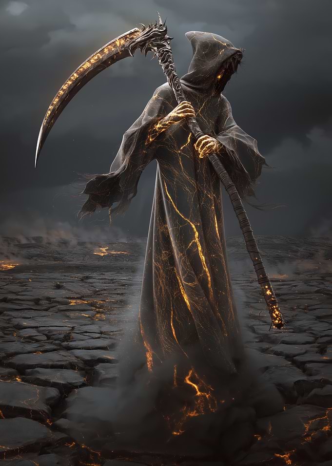Grim Reaper with Fiery Scythe