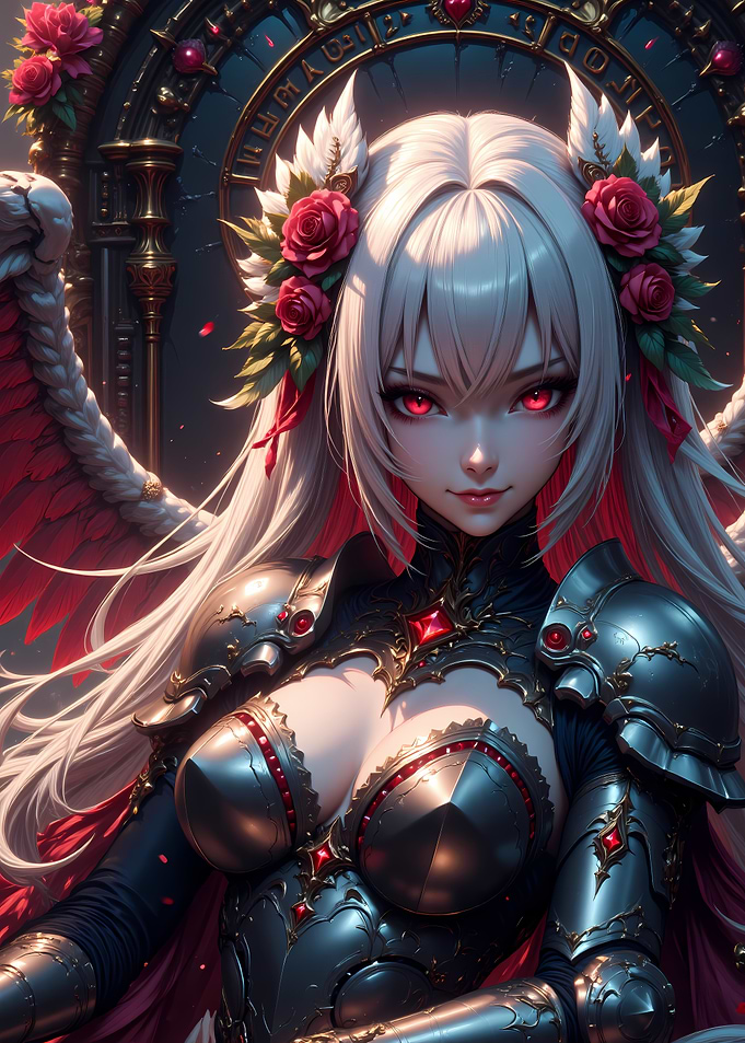 Anime Angel Warrior with Red Eyes