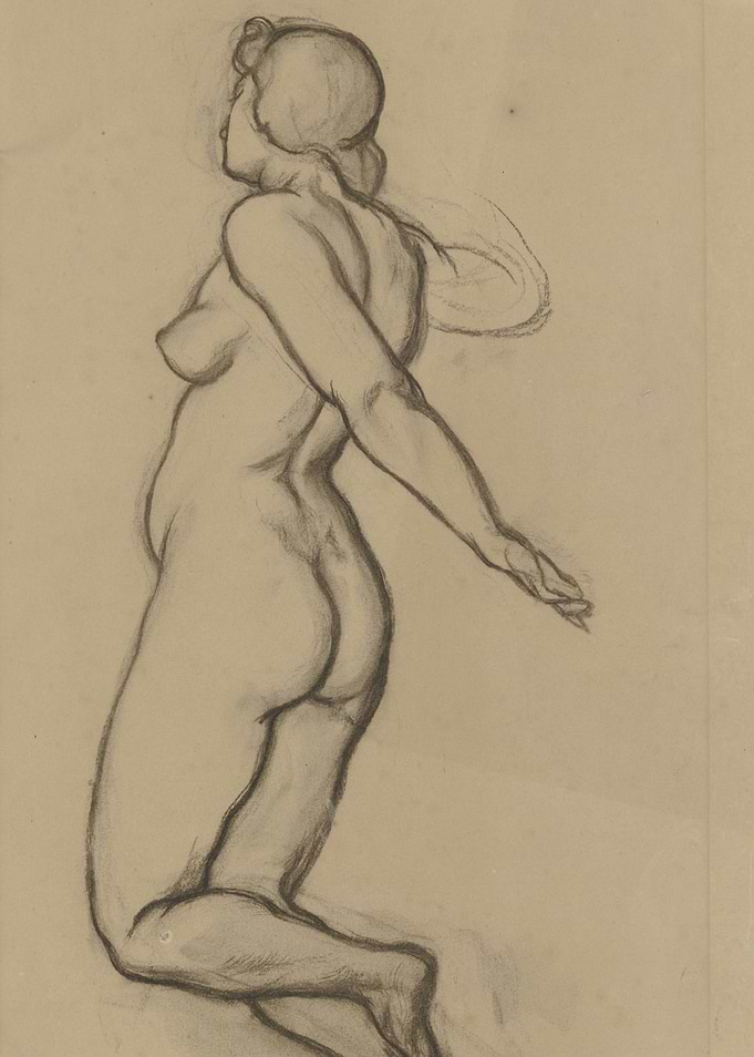 Charcoal Sketch of a Nude Woman