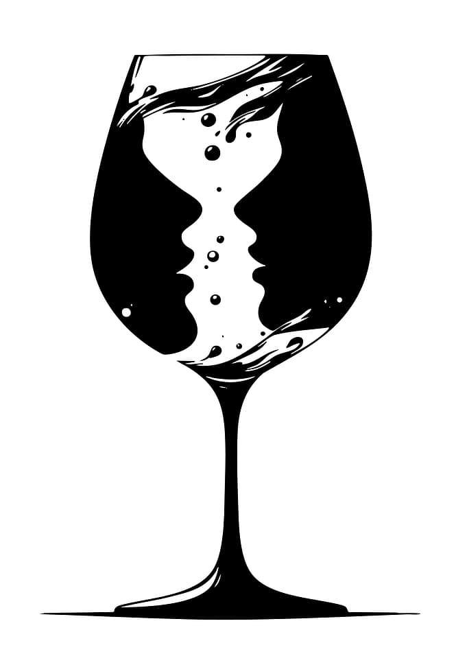 Wine Glass Silhouette Faces