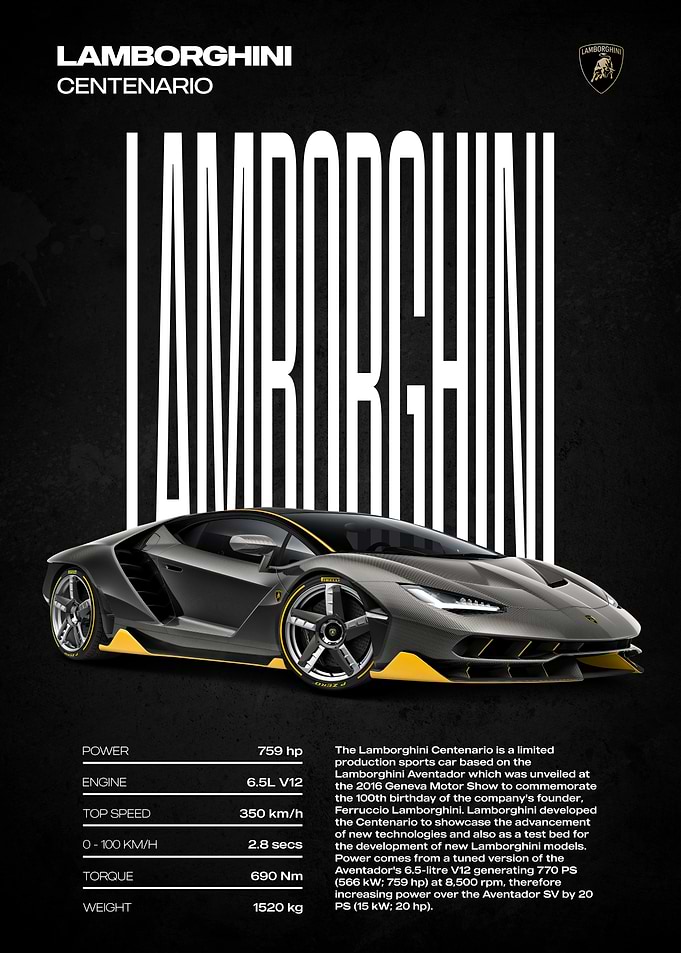Lamborghini Centenario Poster