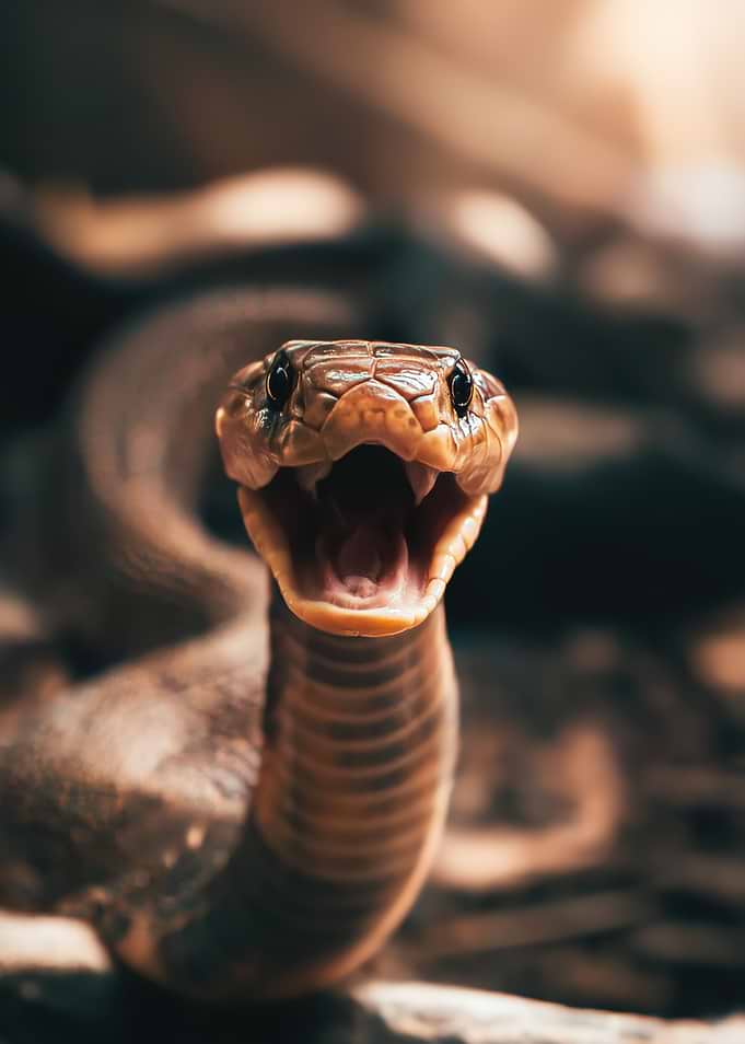 Aggressive Snake with Open Mouth