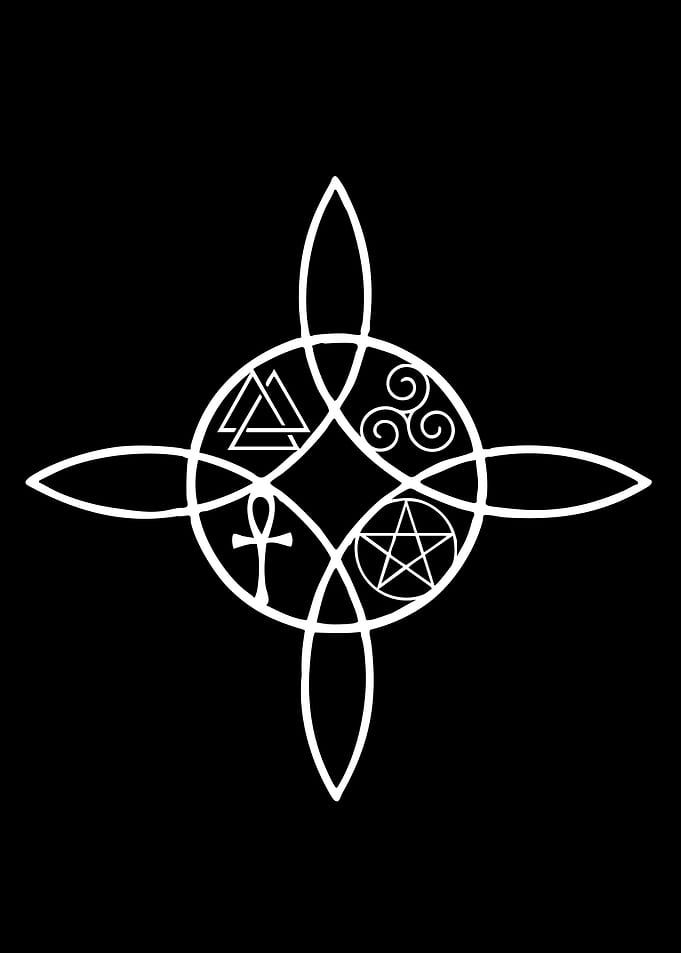 Wiccan Symbol with Four Elements