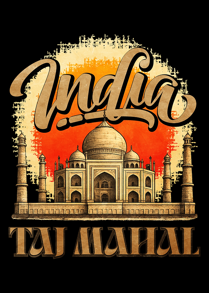 India Taj Mahal Travel Art