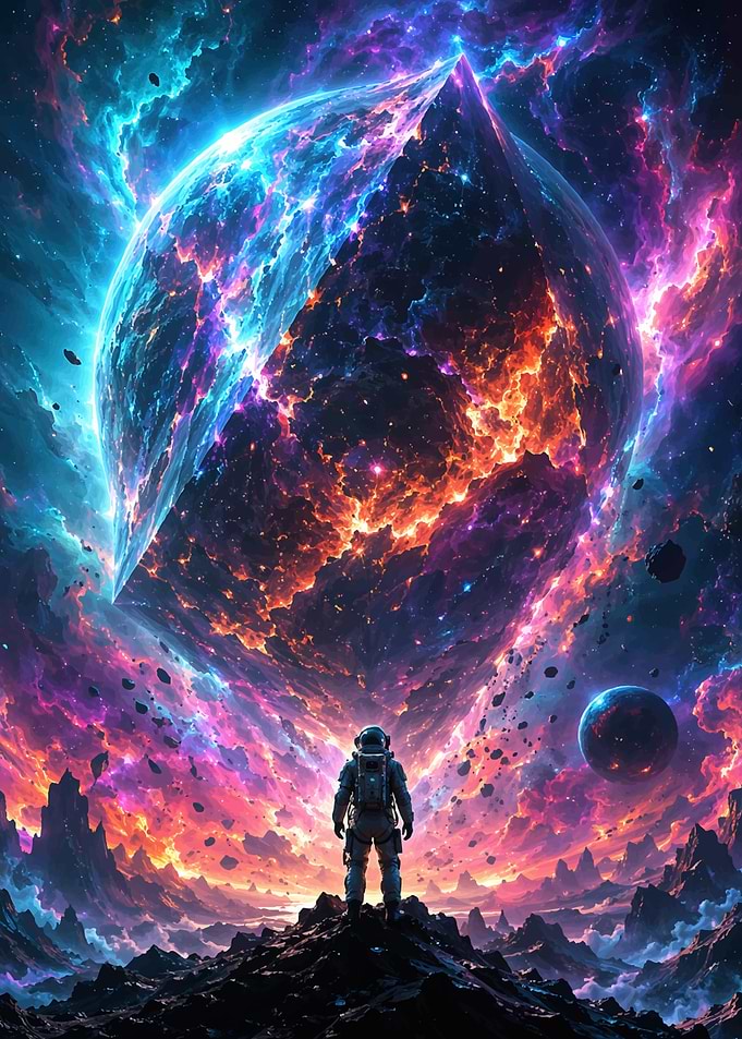Astronaut Gazes at Cosmic Phenomenon