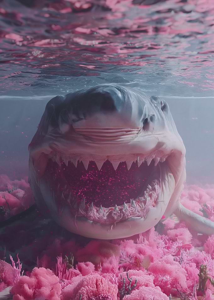 Shark Swimming Through Pink Coral Reef