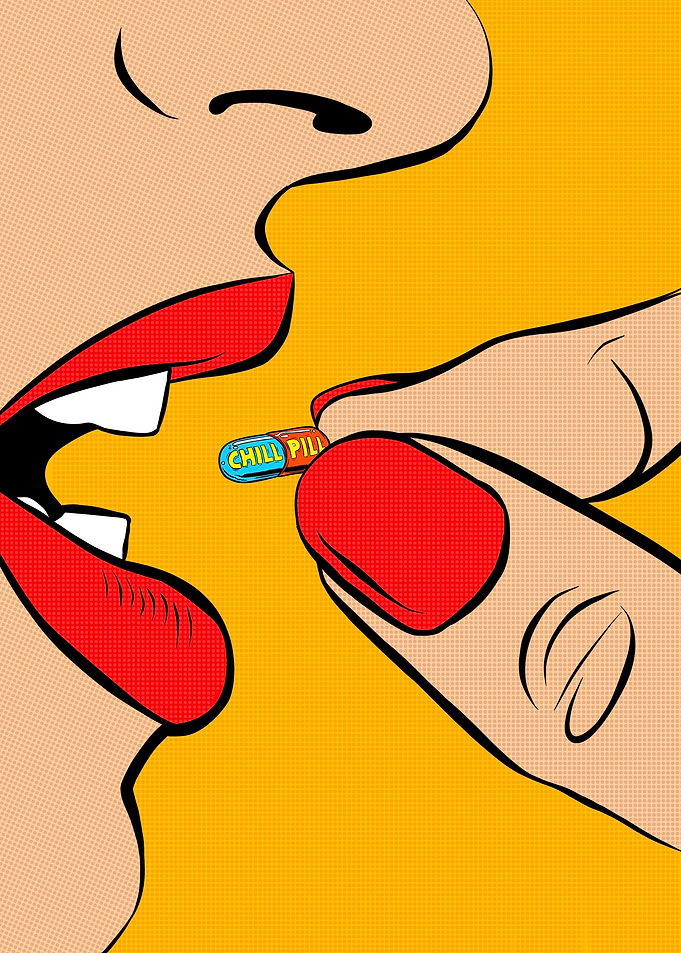 Pop Art Woman Taking a Chill Pill