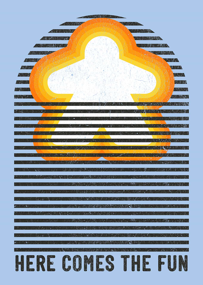 Retro Sunrise Meeple Board Game Room Decor