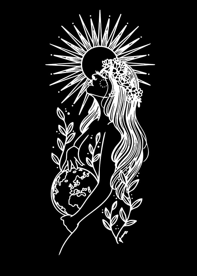 Pregnant Earth Goddess with Sun Crown