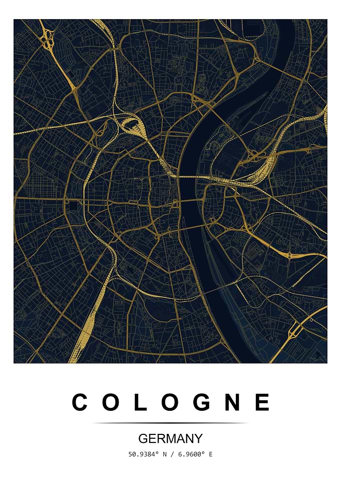 Cologne Germany Map Art