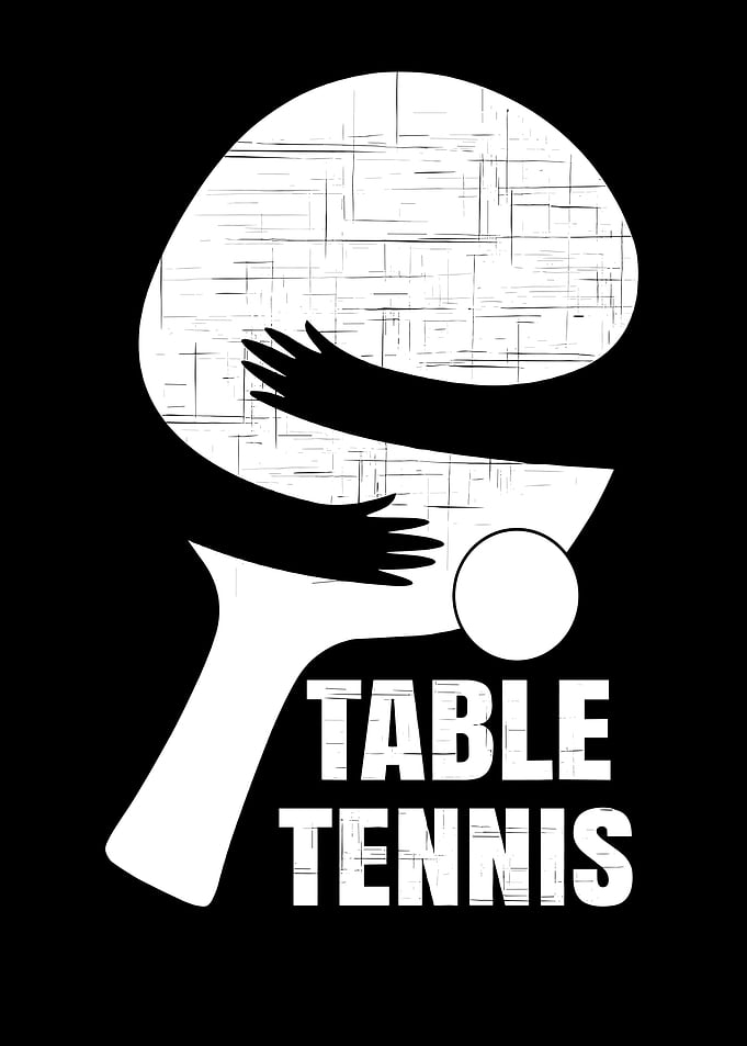 Table Tennis Logo with Hugging Arms