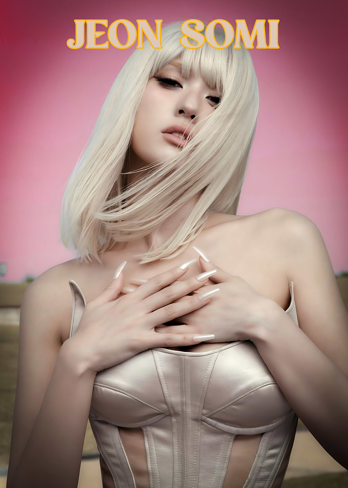 Jeon Somi Blonde Hair Fashion Portrait