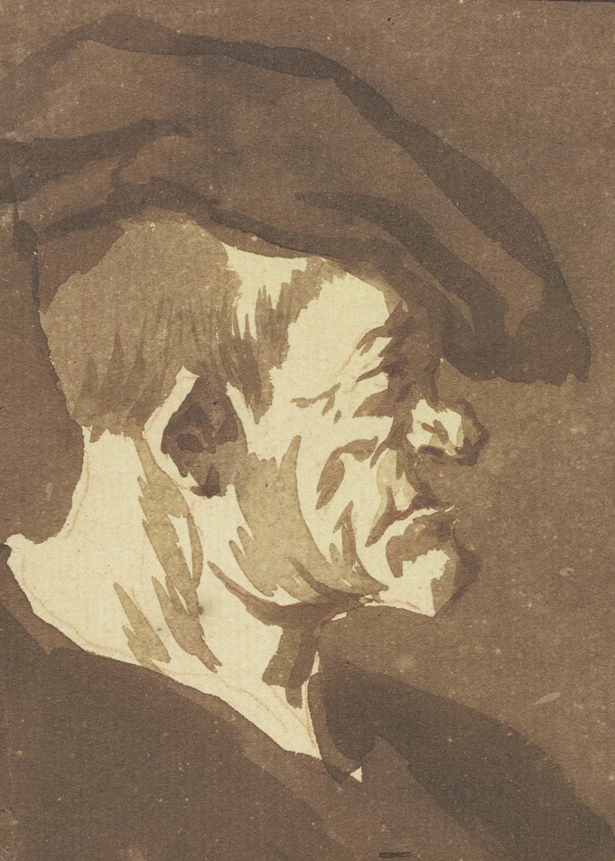 Sketch of an old man's profile