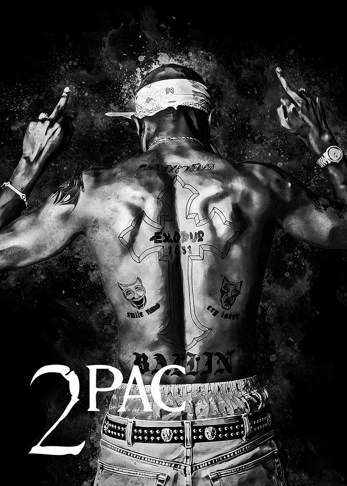 Tupac Shakur '2Pac' Back Tattoo Poster