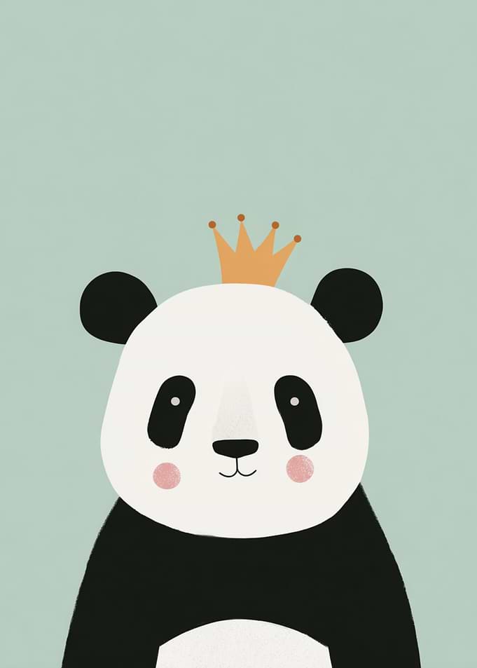 Cute Panda Wearing a Crown