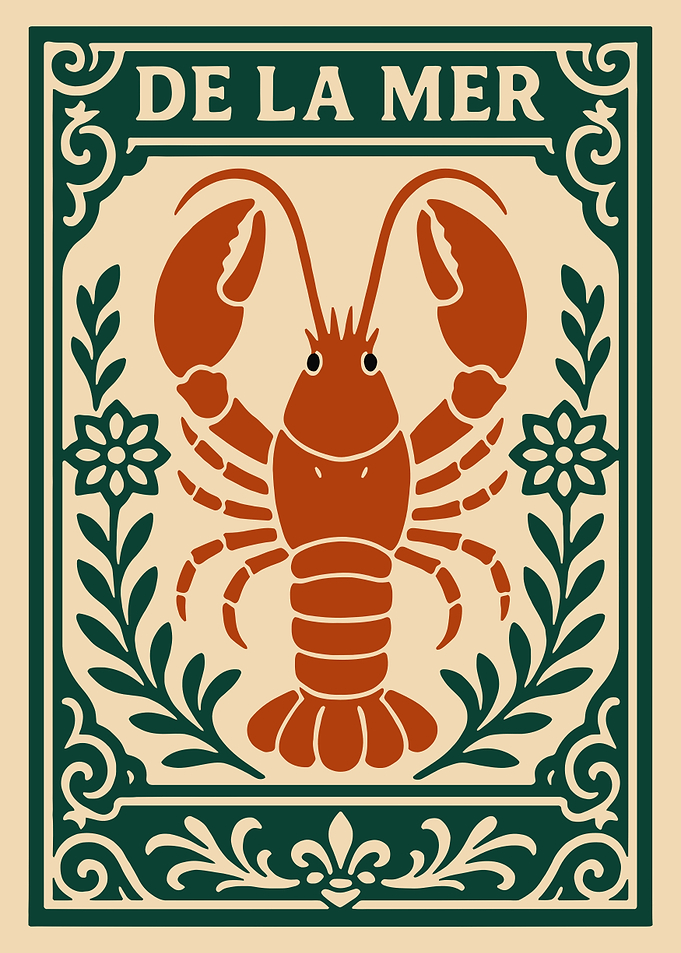 Lobster 'De La Mer' Vintage Poster