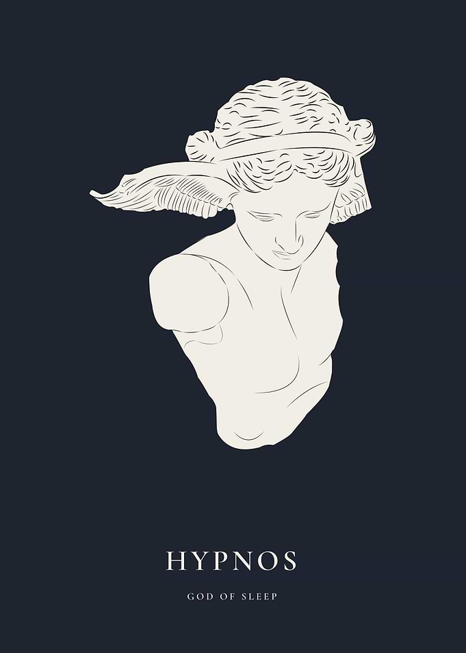 Hypnos Wall Art Print | Greek God of Sleep Decor for Calm Restful Interiors