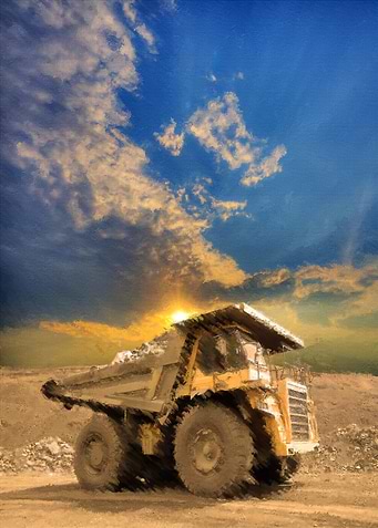 Mining Truck Under Dramatic Sky
