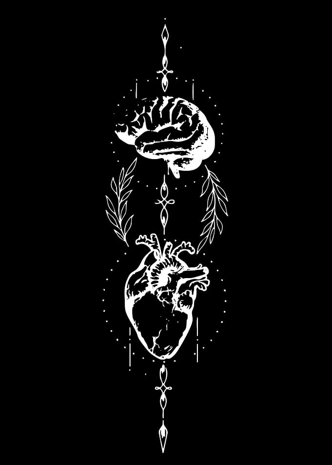 Brain and Heart Tattoo Design