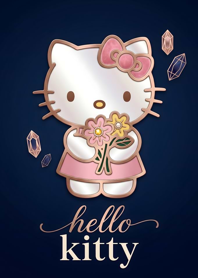 Hello Kitty with Flowers and Crystals
