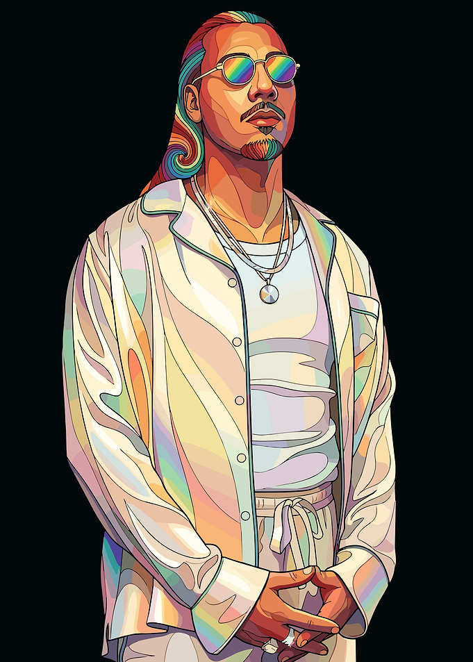 Apache 207 with Rainbow Hair and Sunglasses