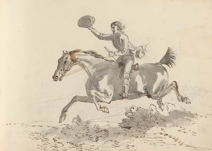 Jockey on Horseback Tipping Hat