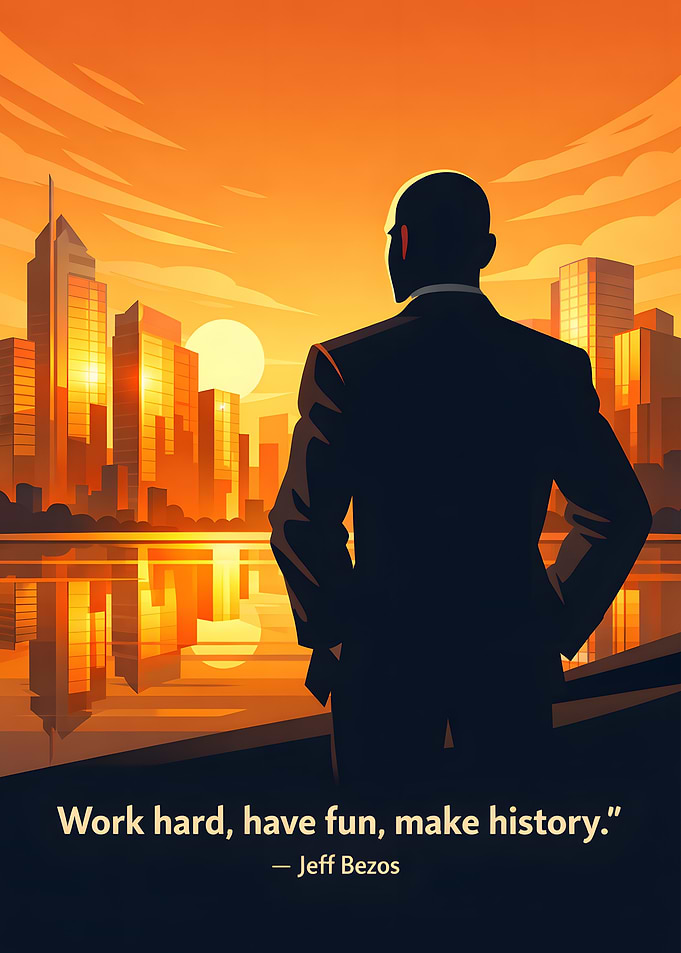 Man overlooking city at sunset
