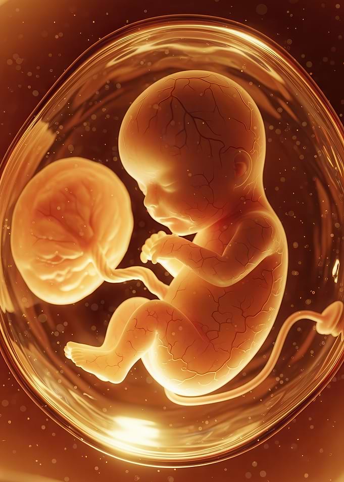 Fetus in womb with placenta