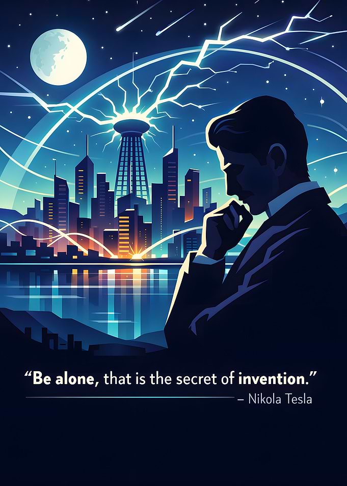 Nikola Tesla and Futuristic City