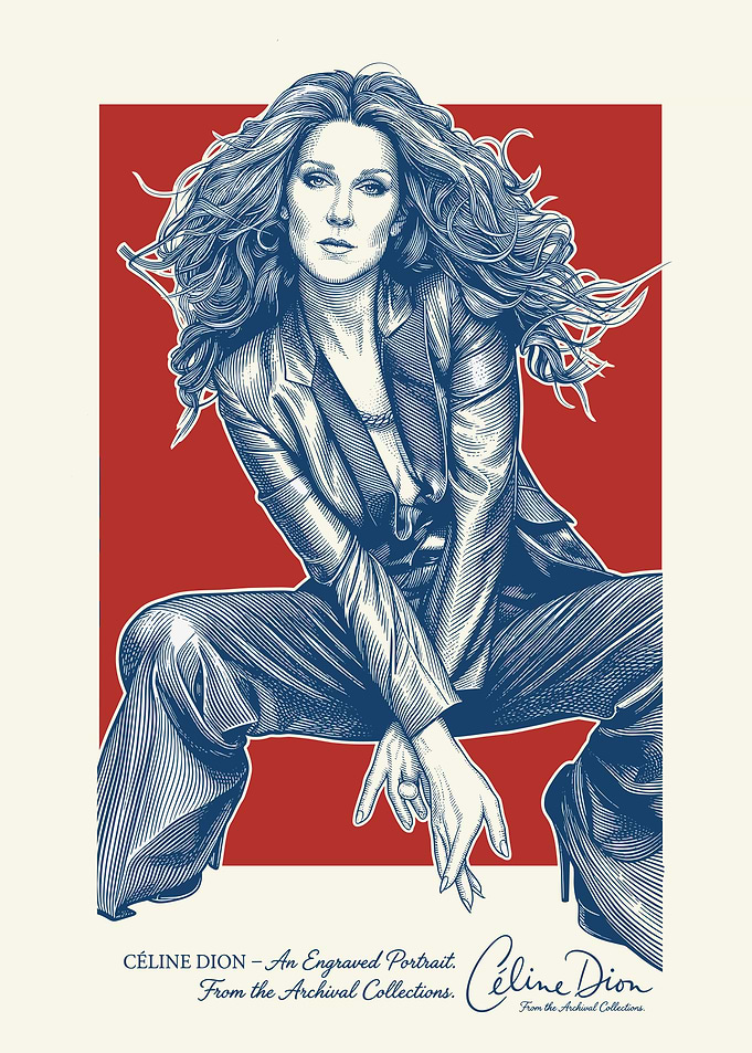 Celine Dion Engraved Portrait