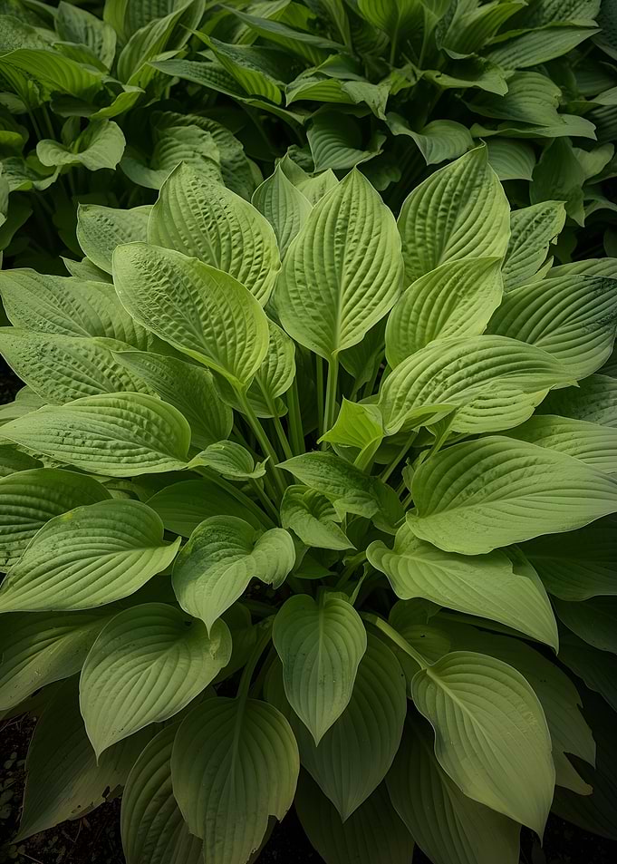 Lush Green Hosta Leaves