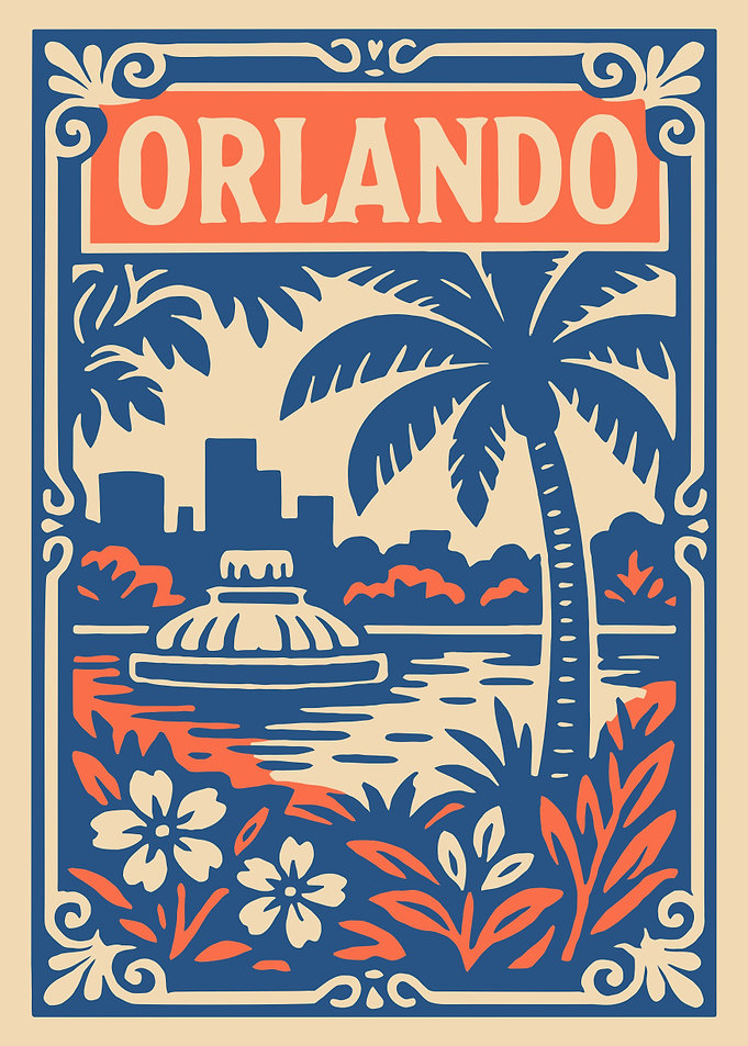 Orlando Cityscape with Palm Tree