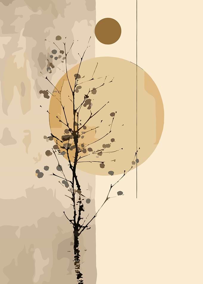 Minimalist Tree and Circles Art