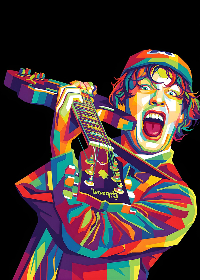 Man Playing Guitar in Pop Art Style