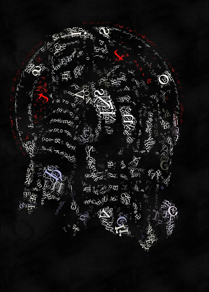 Head made of letters