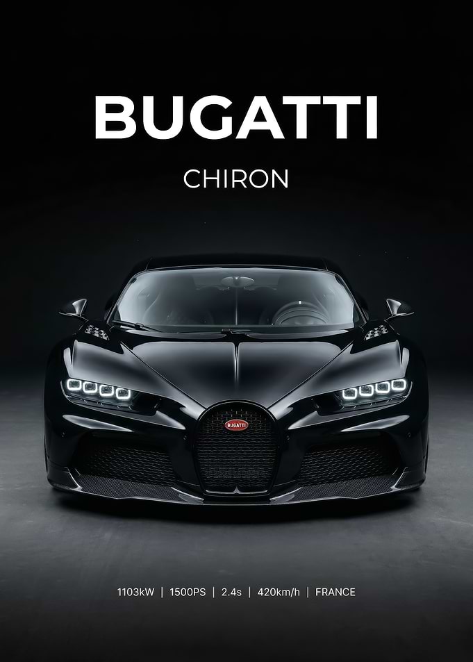 black Bugatti Chiron Black Sports Car