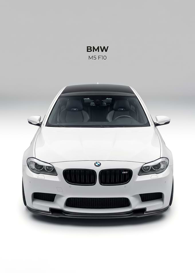 White BMW M5 F10 Front View poster