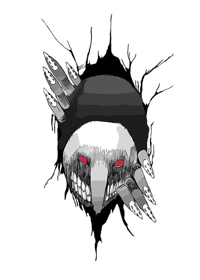 Creepy Monster Emerging from Black Hole