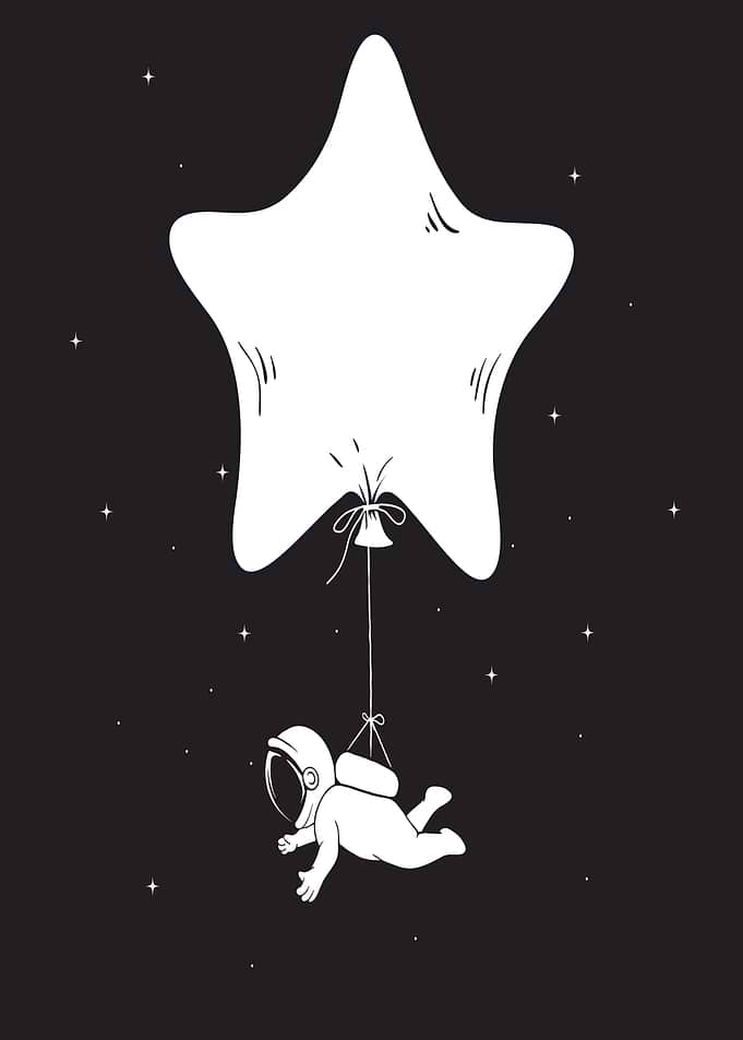 Astronaut Baby Floating with Star Balloon