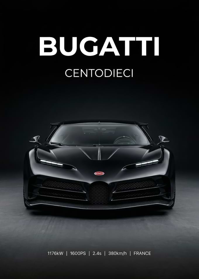 black Bugatti Centodieci Black Sports Car
