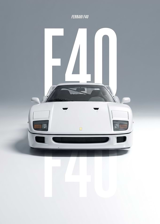 white Ferrari F40 Poster