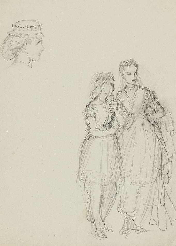 Pencil Sketch of Women in Dresses