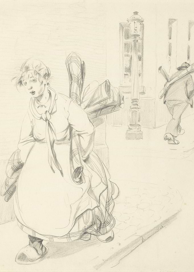 Woman carrying bundles on a street