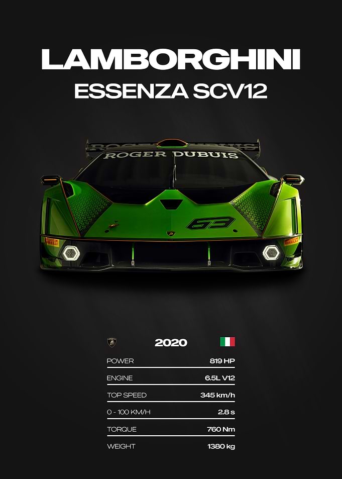 Lamborghini Essenza SCV12 Car Poster