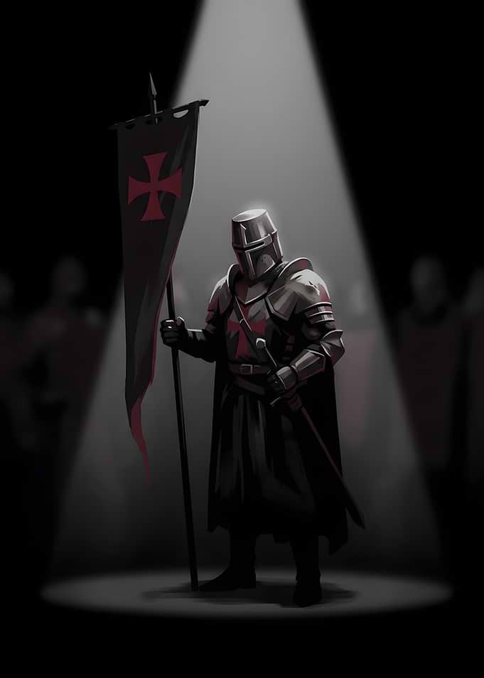 Knight Holding Templar Banner