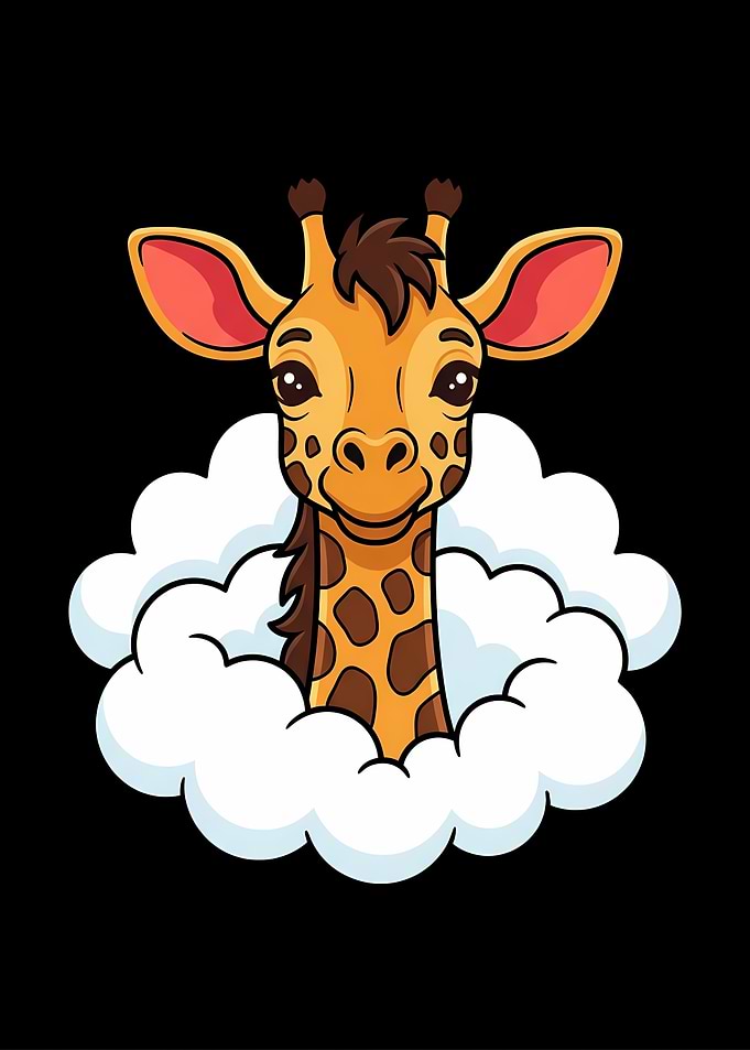 Cute Giraffe in Clouds