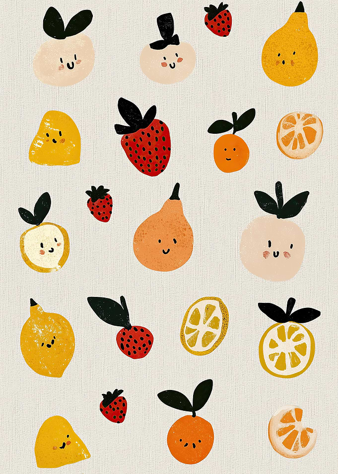 Cute Kawaii Fruit Characters