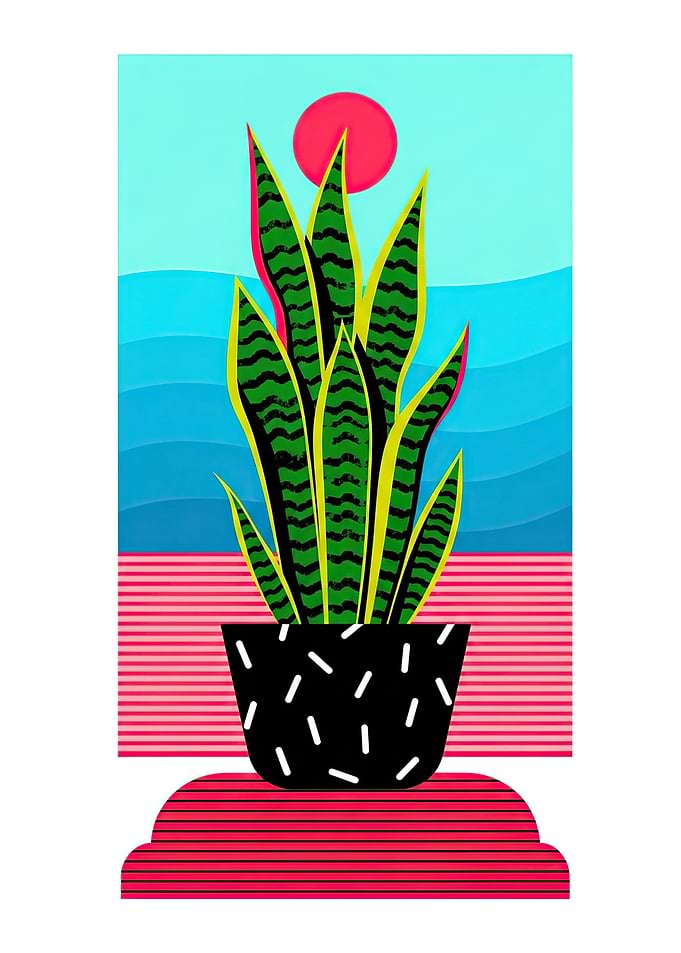 Snake Plant in a Pot with Sunset
