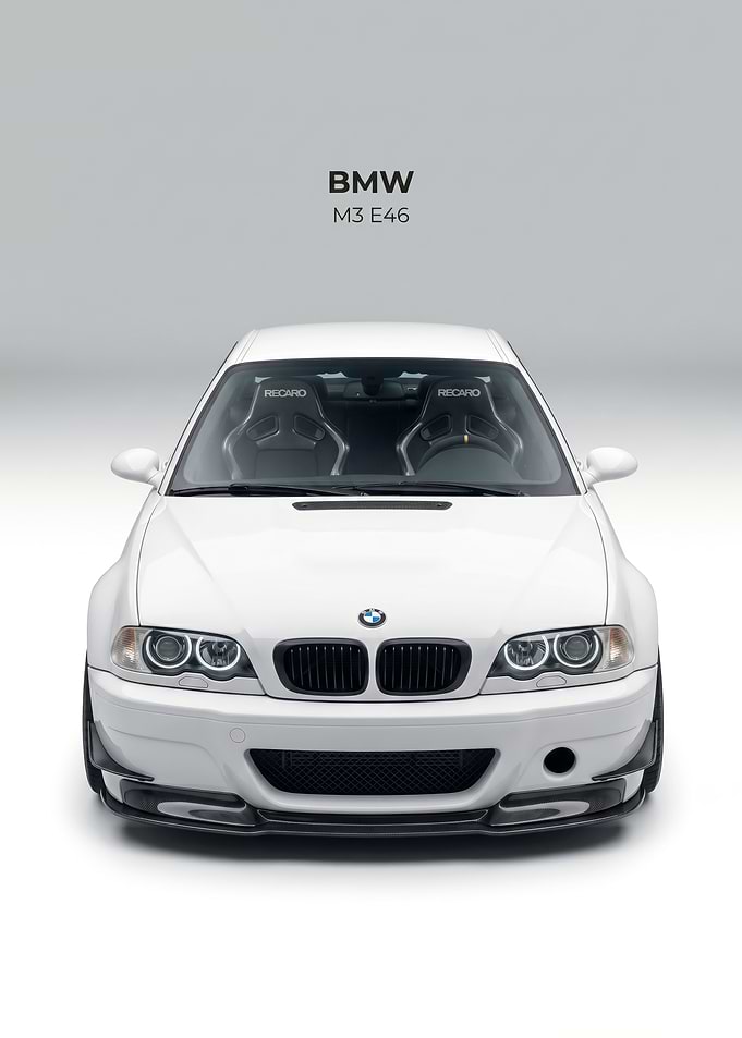 White BMW M3 E46 Front View